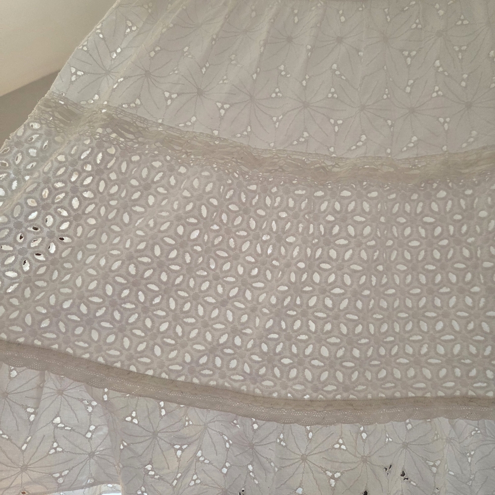 Ralph Lauren White Eyelet Lace Skirt 100% Cotton Knee Length Zipper Closure Sz8 - Picture 9 of 15